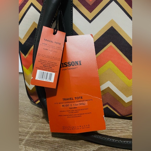 NWT Missoni x Target zig zag printed nylon tote bag w/crossbody strap - Picture 7 of 10